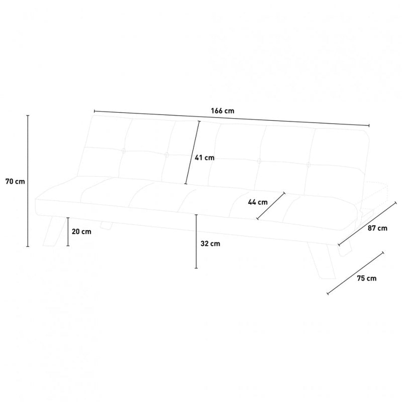 Divano Letto Clic Clac 166x76x71 cm in Similpelle Grigio