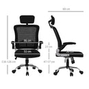 Sedia Poltrona Direzionale da Ufficio 66x69x116-126 cm Braccioli Ribaltabili in Tessuto a Rete Nero