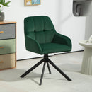 Poltrona con Seduta Girevole in Tessuto Effetto Velluto Verde   