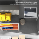 Casetta Box da Giardino 130x180 cm con Pavimento Porta con Blocco e Finestra in Resina Grigio  