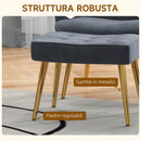 Poltrona con Pouf Poggiapiedi 71x77x99 cm in Tessuto Effetto Velluto Grigio