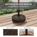 Base per Ombrellone Rotonda Ø52x41 cm 4 Ruote con Freni in Acciaio e Resina Bronzo e Nero   