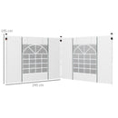 Set 2 Pareti 295x195 cm con Finestre e Tende Avvolgibili per Gazebo 3x3m e 3x6m Bianco
