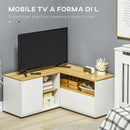 Mobile TV a L max 40” 90x90x45 cm in Truciolato Bianco e Rovere