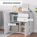 Credenza Moderna con 2 Armadietti e 2 Cassetti con Apertura a Pressione 79x36x74 cm  Bianco Lucido