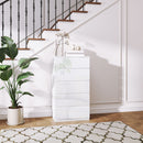 Cassettiera 5 Cassetti Antiribaltamento 55x33x100 cm Bianco Lucido  