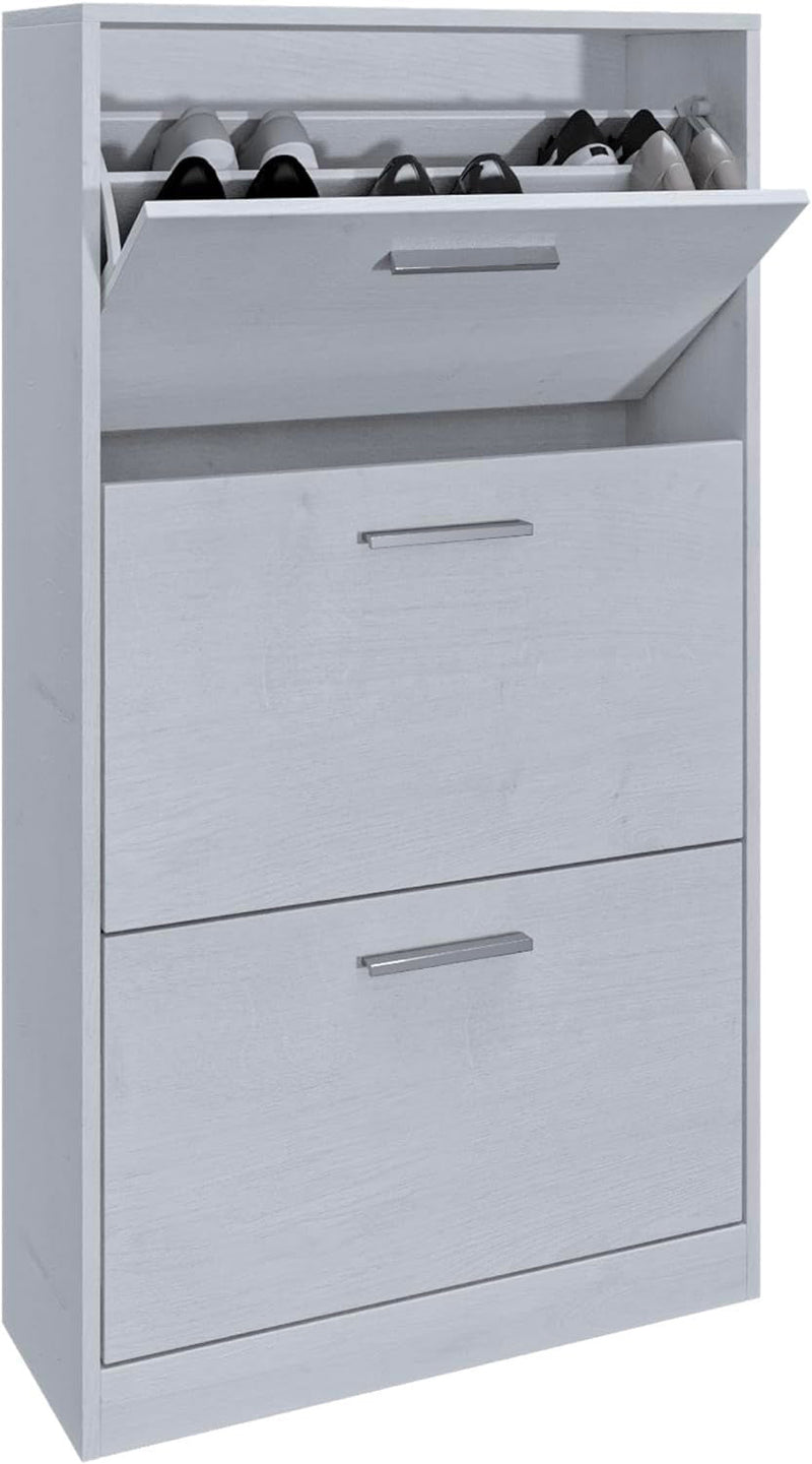 Scarpiera Salvaspazio 3 Ante a Ribalta 60x24x120h cm in Melaminico Bianca