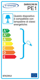 Plafoniera 2xE27 Ganci Cromo Vetro Lastra Bianco E-Energy Dario