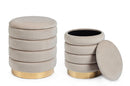 Set 2 Pouf Contenitore Darina Beige in Legno