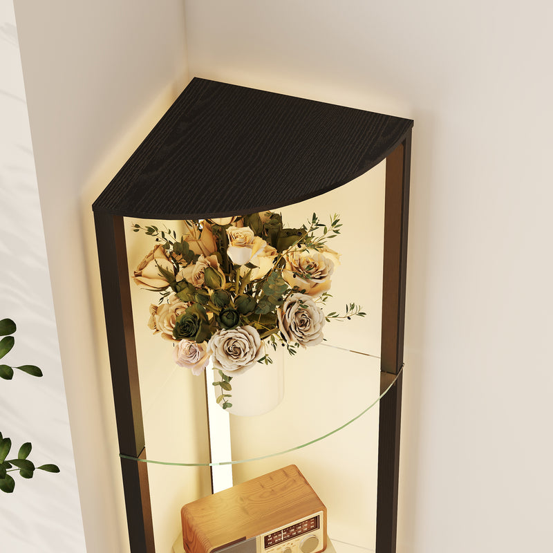 Lampada da Terra con 5 Ripiani e Luce LED 3 Livelli di Luminosità e Interruttore a Pedale Nero      