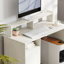 Scrivania Moderna con Supporto per Monitor Armadietto e Ripiani 108x50x94 cm Bianco Crema  