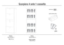 Scarpiera 4 Ante 1 Cassetto 63x164x29 cm Olmo Chiaro