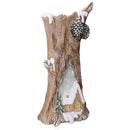 Statua resina tronco innevato con led marrone cm 28x19,5xh55