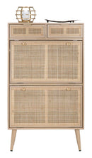 Scarpiera Paglia di Vienna 70x32x120 cm MDF e Impiallacciatura di frassino Marrone