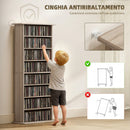 Scaffale Porta CD a 6 Ripiani Regolabili 58x24x126,3 cm per 360 CD e 185 DVD in Melamina Color Legno      