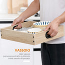 Carrello da Cucina 4 Livelli 45x35x79,5 cm con Cassetto e Vassoi Portavivande  in Legno e Acciaio