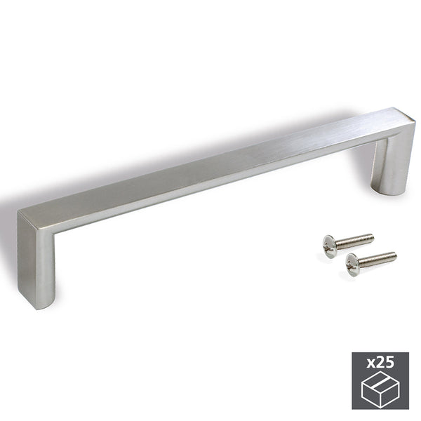 acquista Emuca Meubles Poignées Entraxe 96 mm Zamak Satin Nickel 25 Pièces