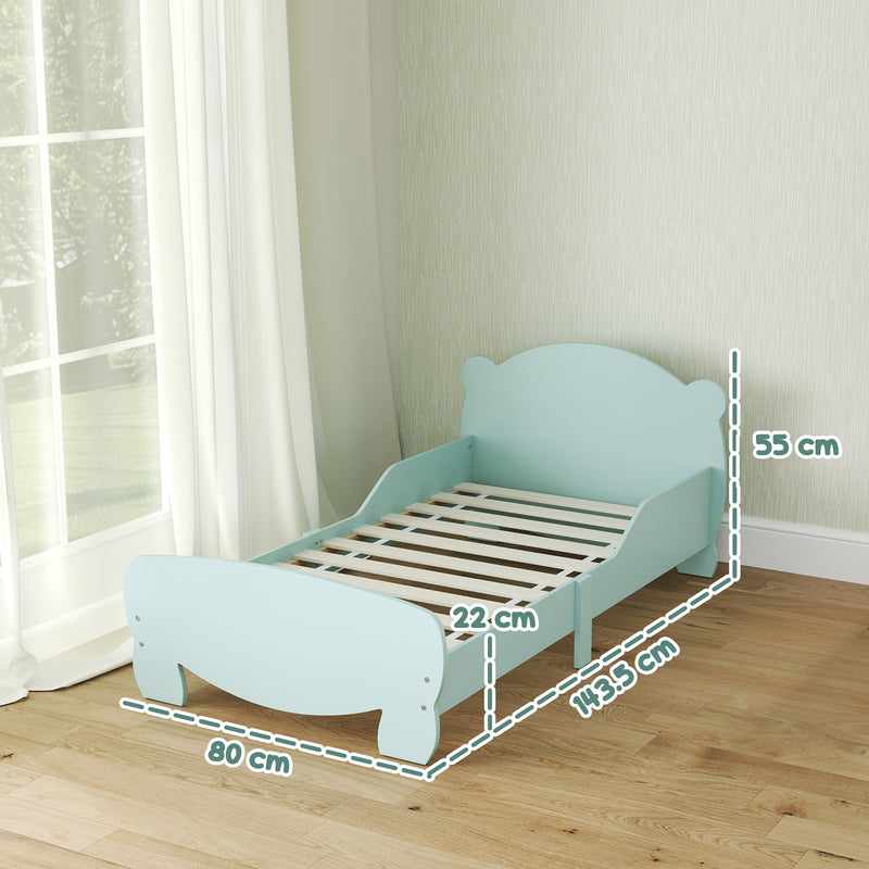 Struttura Letto Singolo per Bambini Orso 143,5x80x55 cm con Sponde Laterali in Legno Verde 