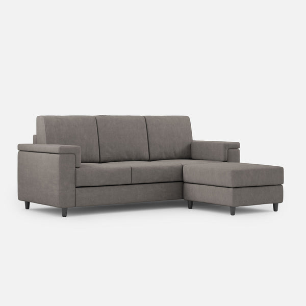 sconto Divano 3 Posti con Pouf 208x155x85 cm Marrak in Tessuto Grigio