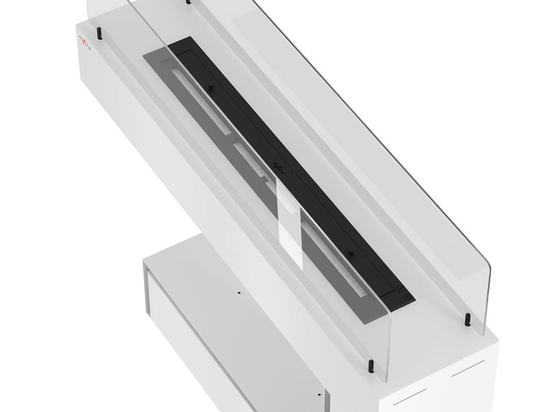 Camino a Bioetanolo da Pavimento 110x92 cm Spectrum Bianco con Vetro