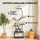 Portapiante a 8 Livelli 74x26x158,5 cm con Design a S per Interni ed Esterni in Metallo Nero      