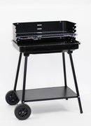 Barbecue a Carbone Baltasar 58x38x82 cm con Griglia in Acciaio Inox e Paravento Nero      