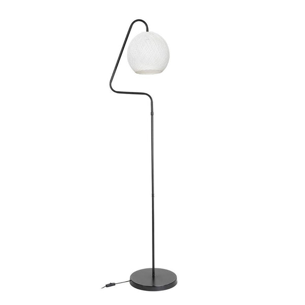 online Lampadaire Yumak gris avec abat-jour en tissu blanc
