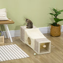 Tunnel per Gatti Pieghevole 98x30x30 cm con Tiragraffi in Peluche e Sisal Crema  