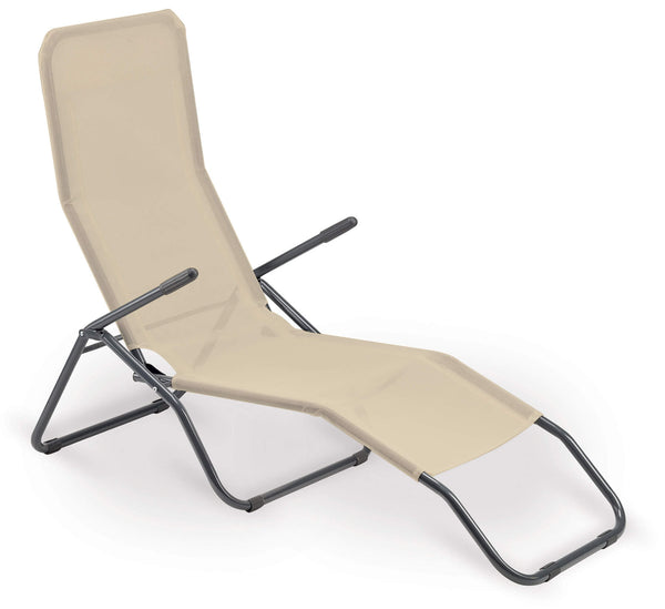 sconto Transat en Acier et Textilène Beige