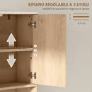 Mobile Sopra WC 66x25x168 cm con Armadietto a 2 Ante Ripiano Aperto e Barra Inferiore in MDF Rovere      