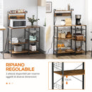 Scaffale Cucina con Multopresa 90x42x130 cm in Legno e Acciaio Marrone Rustico