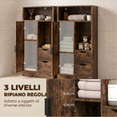 Mobile Bagno Slim 50x25x100 cm con Cassetti e Scomparti Aperti in Truciolato Marrone Rustico      