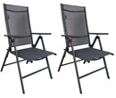 Set 2 Sedie da Giardino Pieghevoli 68x57x103 cm con Braccioli Grigio Scuro