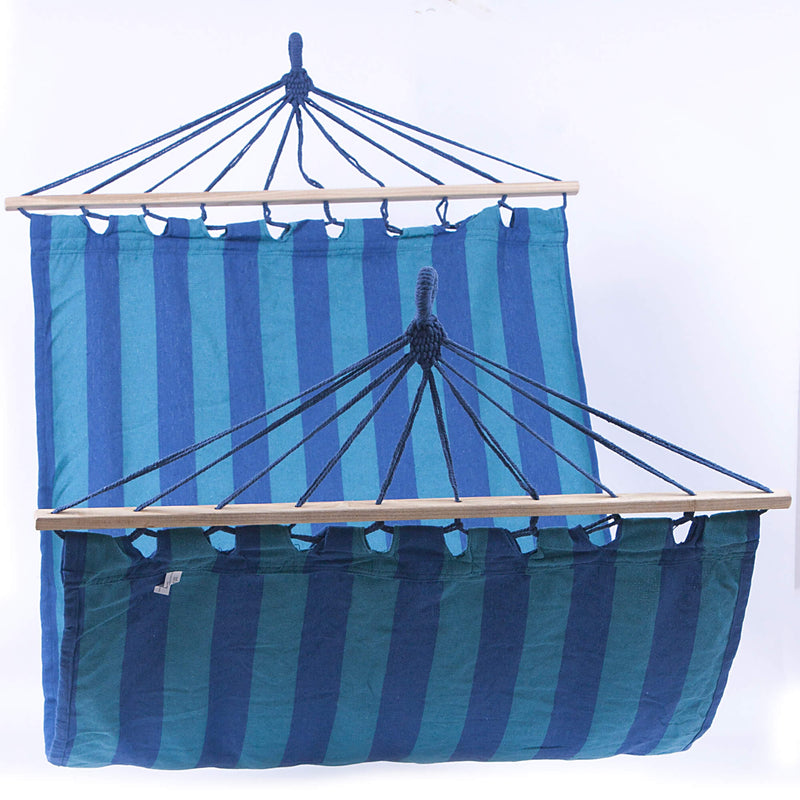 Amaca da Giardino 100x200 cm in Policotone e Legno di abete Blu e Turchese