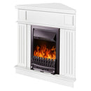 Camino Elettrico da Pavimento ad Angolo 100x100x50 cm Effetto Fiamma 2000W Marina & Pluton Bianco