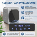 Mini Asciugatrice ad Aria 2,5 kg 48x40x56 cm con Timer e Programma Smart in Acciaio Inox Argento      