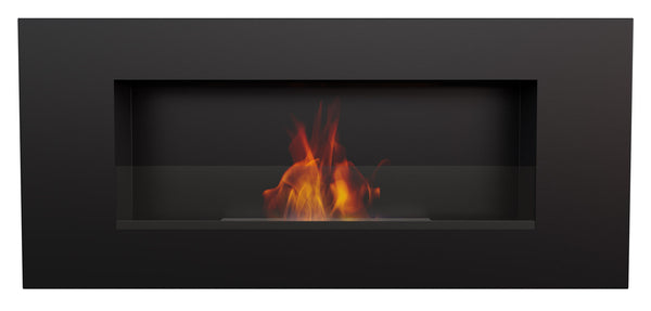 sconto Cheminée Bioéthanol Murale 90x40 cm avec Vitre ou Sans Vitre Flig Huston 2 Noir