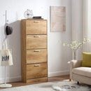 Scarpiera Salvaspazio 4 Ante a Ribalta 63x24x155h cm in Melaminico Venato a Rilievo Rovere