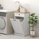 Mobiletto da Bagno Portabiancheria Cesto a Ribalta e Cassetto 52x33x90 cm Bianco 