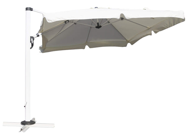 prezzo Parasol de jardin décentralisé 3x3m en aluminium et polyester blanc