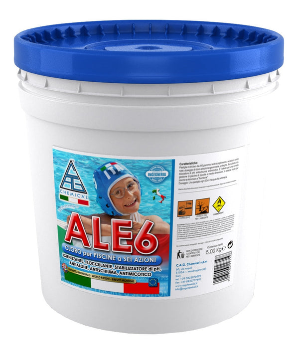 sconto Chlore en Pastilles de 200gr 6 Fonctions Anti-Algues pour Piscines 5 Kg Cag Chimique ALE6