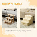 Scala per Cani a 3 Gradini per Cani e Gatti di 4,5 kg in Velluto Sfoderabile e Lavabile Beige      