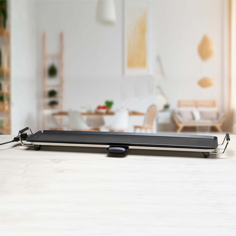 Piastra Grill Griglia Elettrica Antiaderente 86x21cm 5 Impostazioni di Calore Alpina