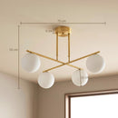 Lampadario a Sospensione 75x75x55 cm con 4 Sfere Altezza Regolabile e Rotazione a 350° in Acciaio Oro      