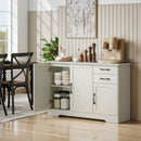Mobile Cucina 120x38x79 cm con 2 Cassetti e 3 Armadietti Ripiani Regolabili in MDF Crema      