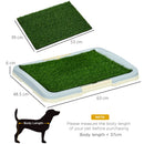 Lettiera per Cani 3 Strati con Prato Sintetico 63x48,5x6 cm con Griglia e Vassoio Inferiore Blu-grigio Bianco e Verde