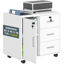 Cassettiera Mobile Ufficio Porta Stampante Salvaspazio 60x40x56 cm con Ruote Rivestimento in Melamina Bianco      