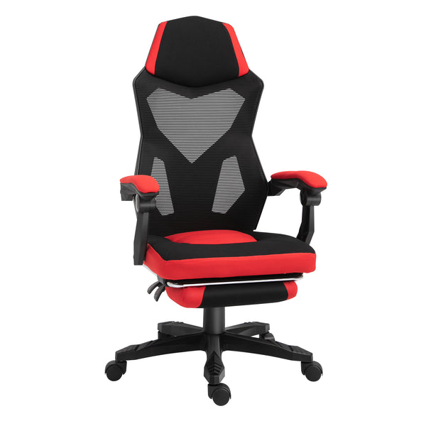 sconto Sedia da Gaming Ergonomica e Reclinabile 58x63x112-122 cm in Tessuto a Rete Nero e Rosso