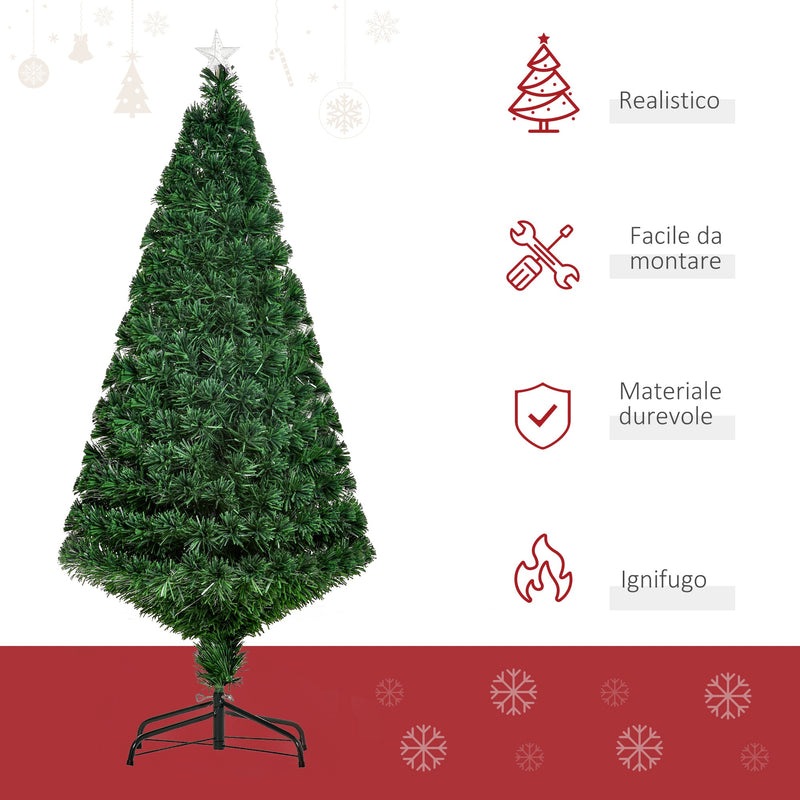Albero di Natale Artificiale 150 cm Foltissimo in Fibra Ottica con Supporto 