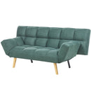 Divano Letto 2 Posti con Braccioli Apertura Clic Clac Imbottitura in Schiuma Verde      